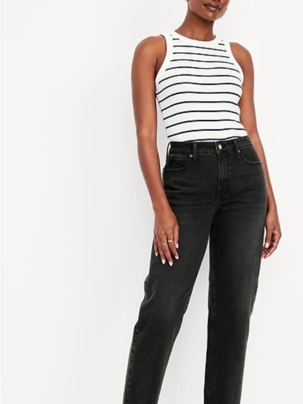 NWT Old Navy High-Rise Curvy OG Straight Leg Jeans in Black Wash